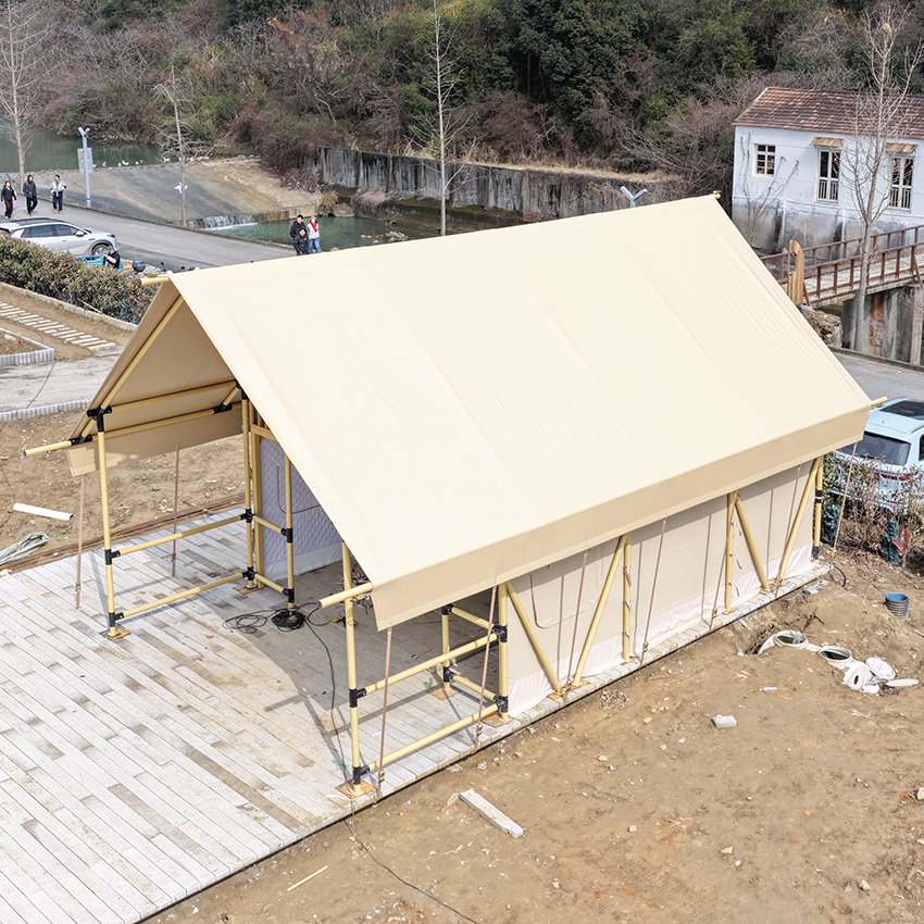 Light Luxury 2-Story Wood Cabin Tent – Double-Deck Glamping Lodge for Outdoor Resort - 图片 3