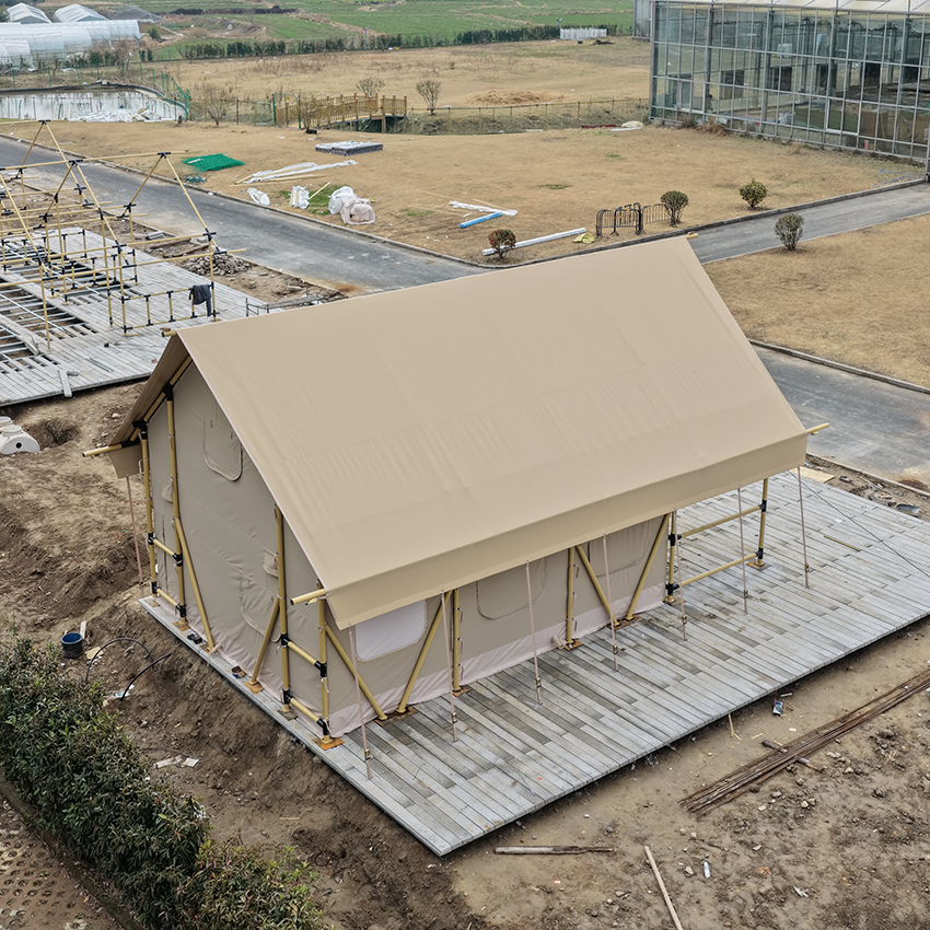Light Luxury 2-Story Wood Cabin Tent – Double-Deck Glamping Lodge for Outdoor Resort - 图片 5