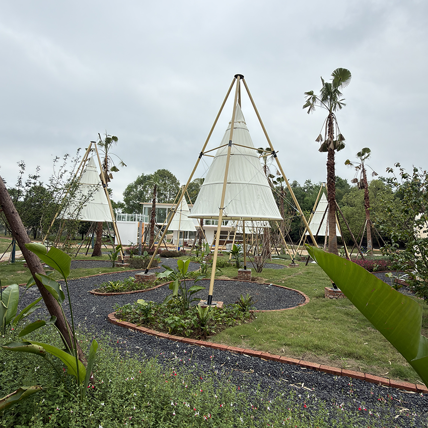 Outdoor Landscape Lantern Tents – Creative Hanging Conical Shade Sails for Premium Leisure Spaces - 图片 4