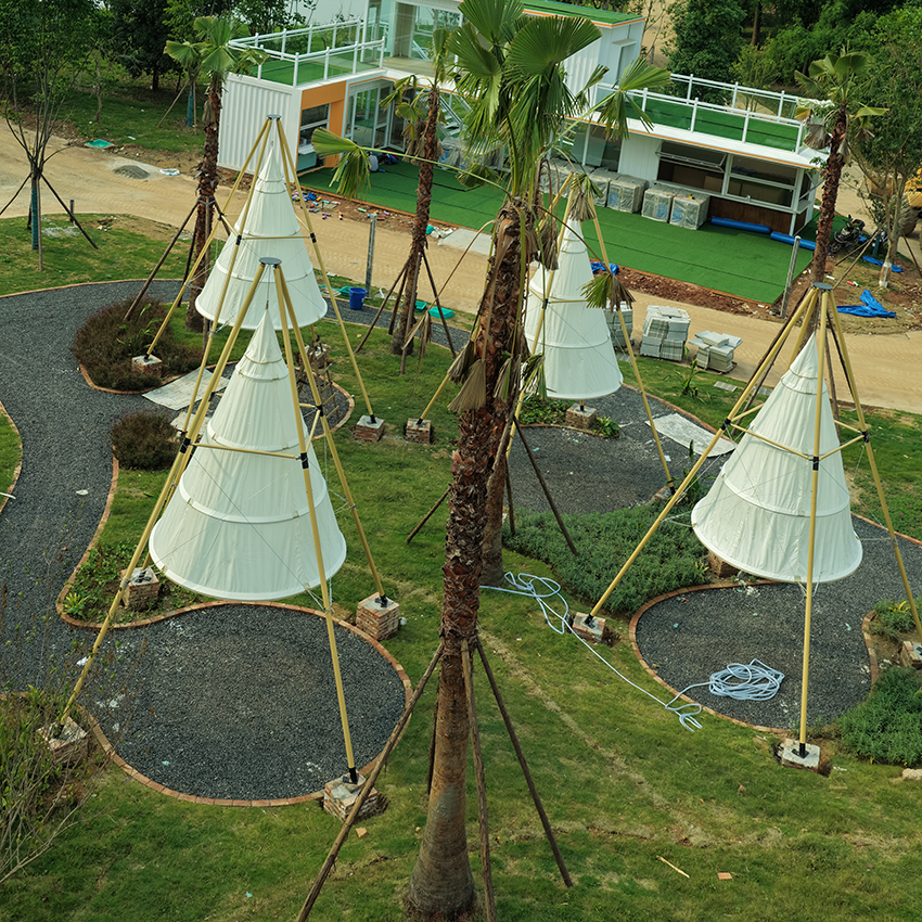 Outdoor Landscape Lantern Tents – Creative Hanging Conical Shade Sails for Premium Leisure Spaces - 图片 2