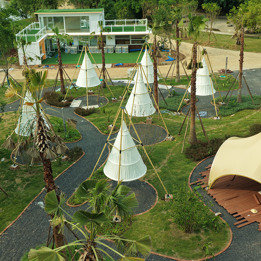 Outdoor Landscape Lantern Tents – Creative Hanging Conical Shade Sails for Premium Leisure Spaces - 图片 3