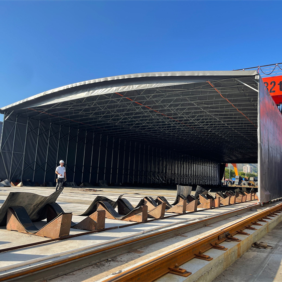 Large Span Electric Telescopic Canopy Shed | Custom Outdoor Sliding Warehouse Awning - 图片 5