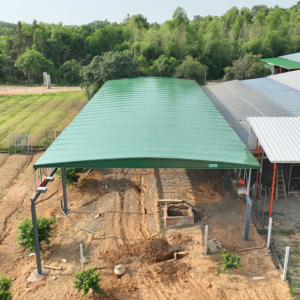 Steel Column Electric Retractable Canopy | Waterproof Tent for Factory Aisle & Outdoor Storage