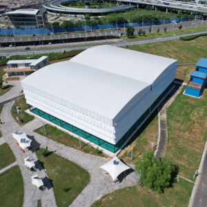 Retractable Sports Court Canopy: Electric Heavy-Duty Steel Post Fabric Roof Structure for Padel, Tennis, & Multi-Purpose Arenas