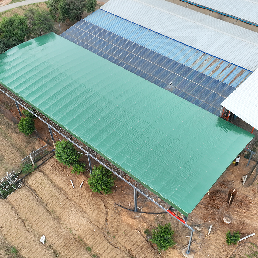 Steel Column Electric Retractable Canopy | Waterproof Tent for Factory Aisle & Outdoor Storage - Image 3