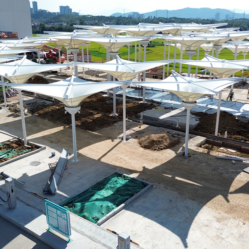 Inverted Umbrella Tension Membrane Structure for EV Charging Station & Parking Lot - Image 4