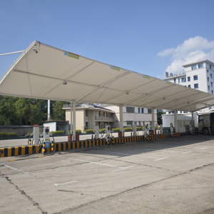 Heavy-Duty Cantilever Membrane Carport - Outdoor Steel Structure Awning for Trucks and Cars