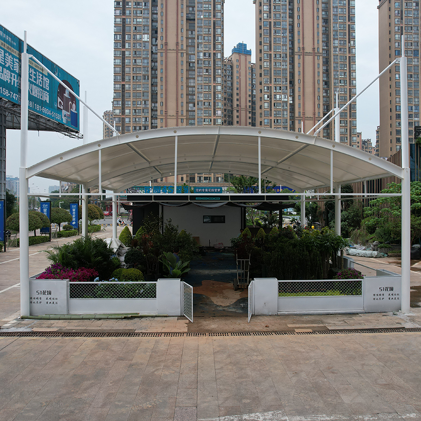 Arched Tensile Membrane Structure Canopy | Commercial Outdoor Shade Pavilion for Garden Centers & Event Display - Image 4