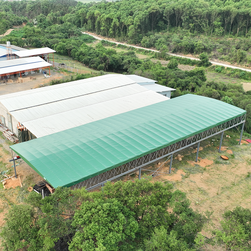 Steel Column Electric Retractable Canopy | Waterproof Tent for Factory Aisle & Outdoor Storage - Image 4