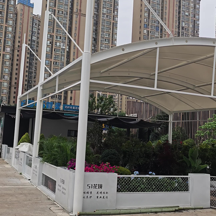 Arched Tensile Membrane Structure Canopy | Commercial Outdoor Shade Pavilion for Garden Centers & Event Display - Image 5