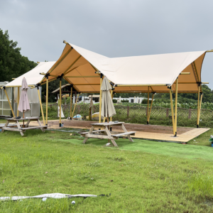Commercial Outdoor Wooden Structure Glamping Tent | Weatherproof Eco Resort Pavilion for Campsites & Events