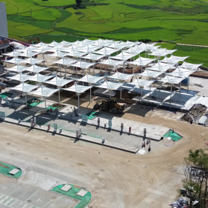 Inverted Umbrella Tension Membrane Structure for EV Charging Station & Parking Lot