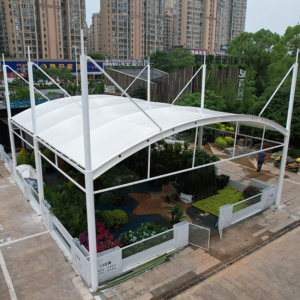 Arched Tensile Membrane Structure Canopy | Commercial Outdoor Shade Pavilion for Garden Centers & Event Display