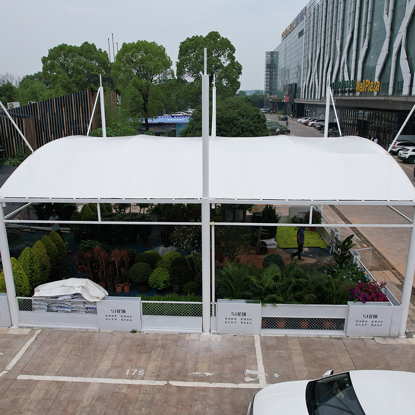 Arched Tensile Membrane Structure Canopy | Commercial Outdoor Shade Pavilion for Garden Centers & Event Display - Image 2