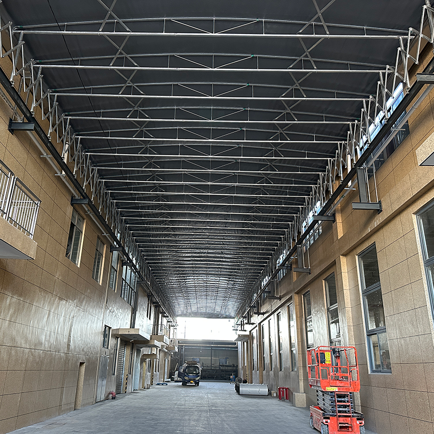 Electric Retractable Canopy for Industrial Factory Aisle & Outdoor Movable Storage Shelter - Image 5
